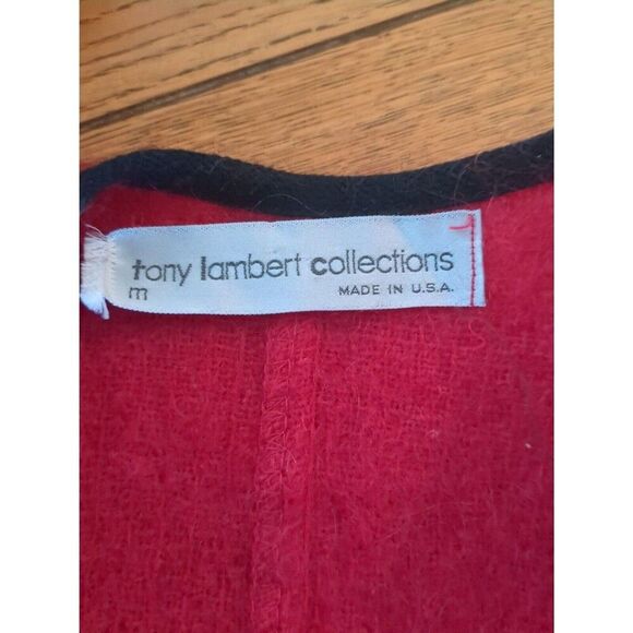 Tony Lambert VTG Wool Cocoon Coat Size 12 Womens BerryRed Open Shawl Collar Warm - Picture 10 of 12
